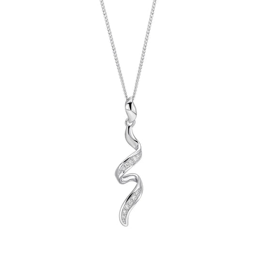 9ct White Gold Diamond Wiggle Pendant