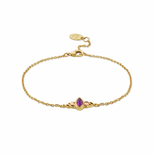 Royal Clogau® 9ct Solid Gold Delphinium Bracelet with Amethyst GROY1401