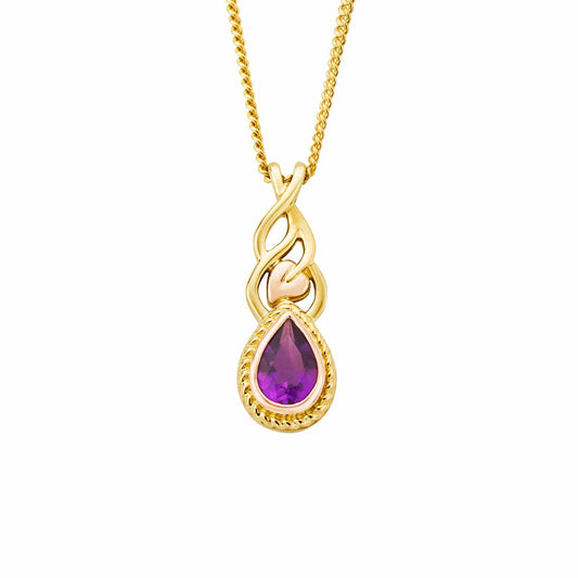 Royal Clogau® 9ct Solid Gold Delphinium Necklace with Amethyst GROY905