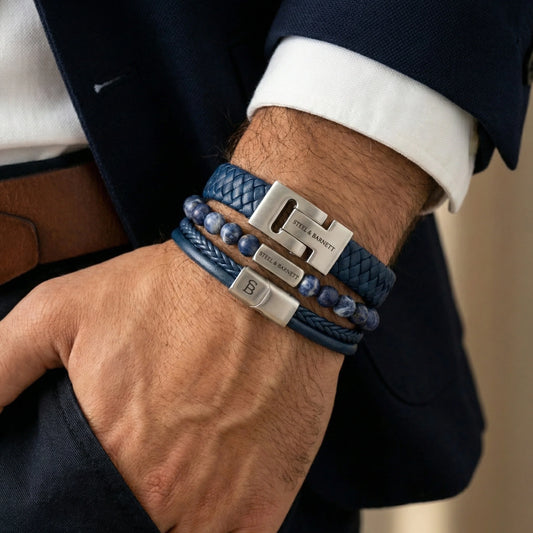Steel & Barnett Stainless Steel Blue Premium Bracelet Set Size Small