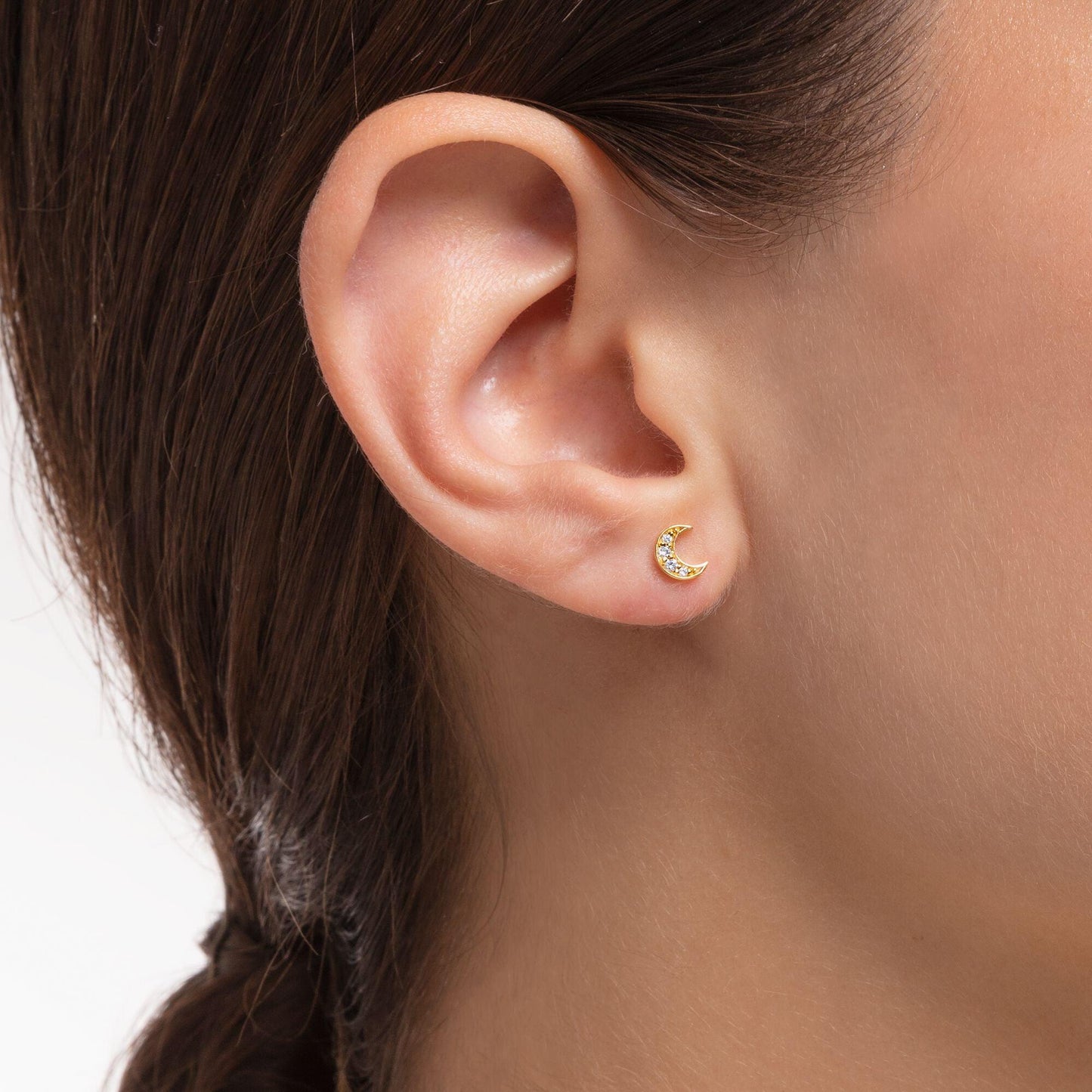 Thomas Sabo Yellow Gold Plated Cubic Zirconia Moon Single Stud Earring H2133-414-14