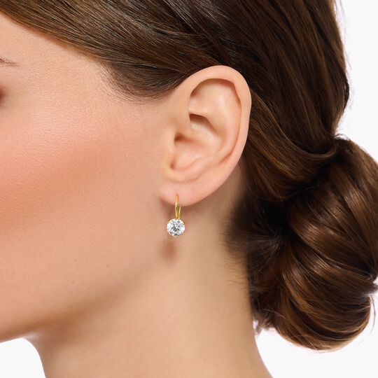 Thomas Sabo Yellow Gold Plated Cubic Zirconia Hook Earrings H2287-414-14