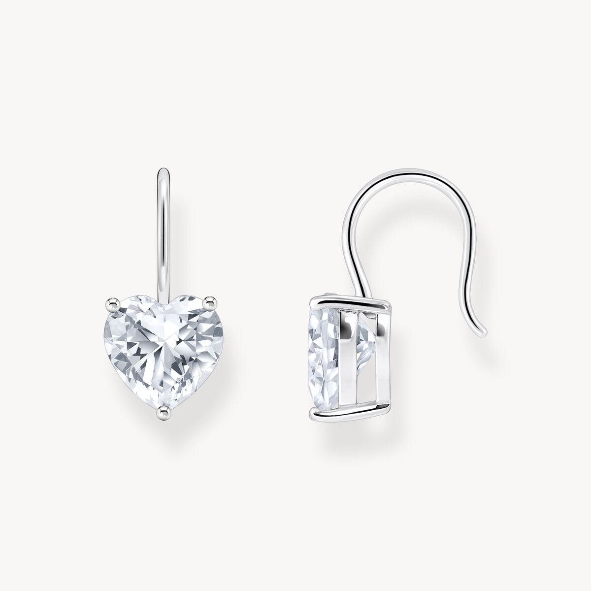 Thomas Sabo Sterling Silver Cubic Zirconia Heart Drop Earrings H2288-051-14