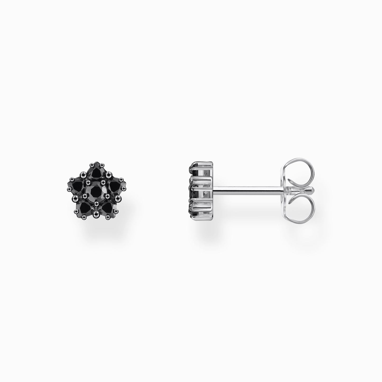 Thomas Sabo Sterling Silver Black Cubic Zirconia Flower Cluster Stud Earrings H2297-643-11