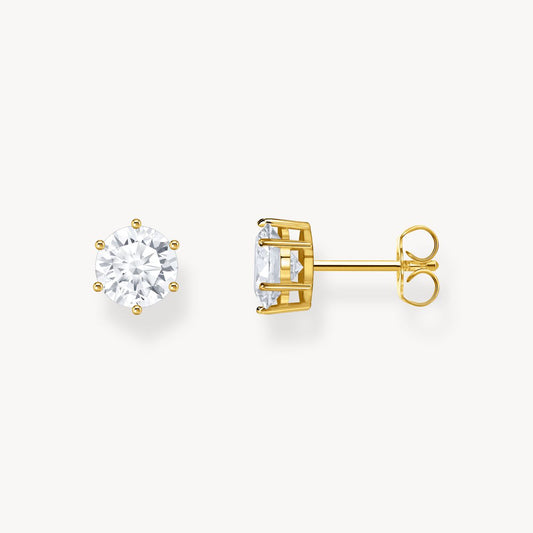Thomas Sabo Yellow Gold Plated Cubic Zirconia 6 Claw Stud Earrings H2300-414-14