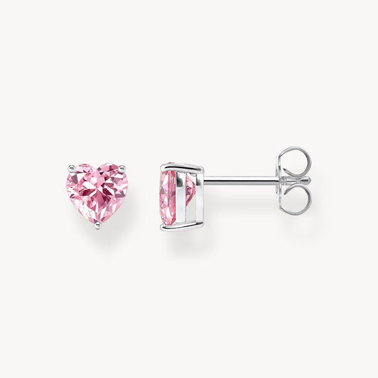Thomas Sabo Sterling Silver Pink Heart Cubic Zirconia Stud Earrings H2306-051-9