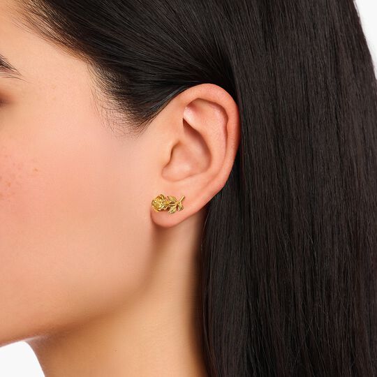 Thomas Sabo Yellow Gold Plated True Romance Rose Stud Earrings H2314-413-39