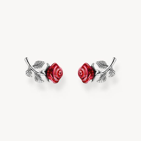 Thomas Sabo Sterling Silver Red Romance Rose Stud Earrings H2314-664-10