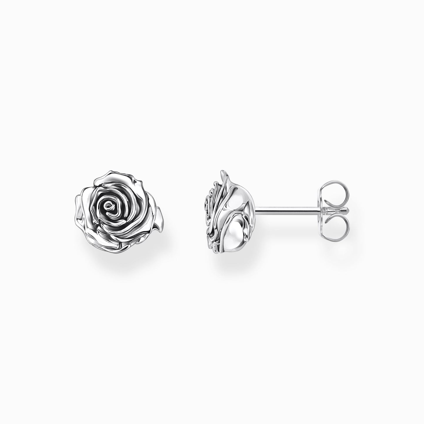 Thomas Sabo Sterling Silver Midnight Rose Stud Earrings H2323-637-21
