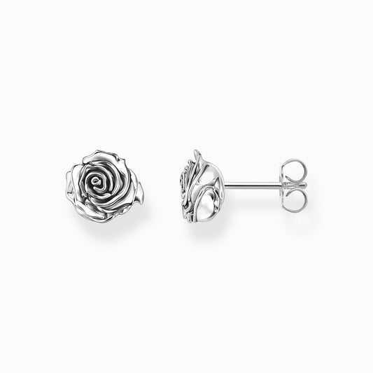 Thomas Sabo Sterling Silver Midnight Rose Stud Earrings H2323-637-21