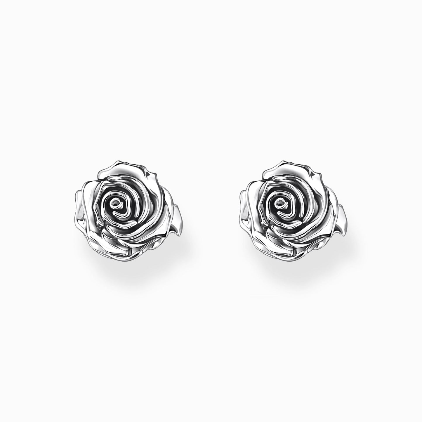 Thomas Sabo Sterling Silver Midnight Rose Stud Earrings H2323-637-21