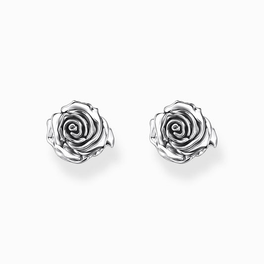 Thomas Sabo Sterling Silver Midnight Rose Stud Earrings H2323-637-21