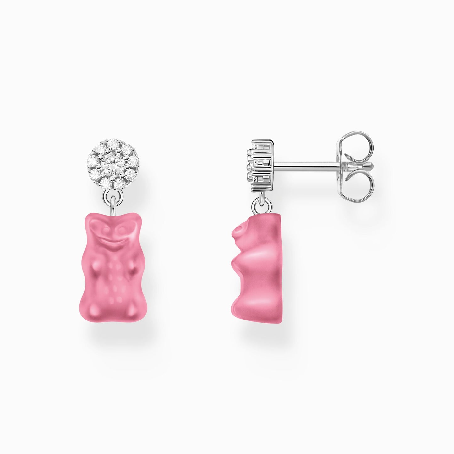Thomas Sabo Sterling Silver Pink Haribo Bear and Cubic Zirconia Drop Earrings H2330-052-9