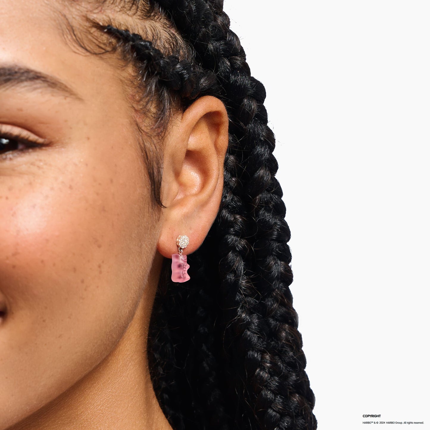 Thomas Sabo Sterling Silver Pink Haribo Bear and Cubic Zirconia Drop Earrings H2330-052-9