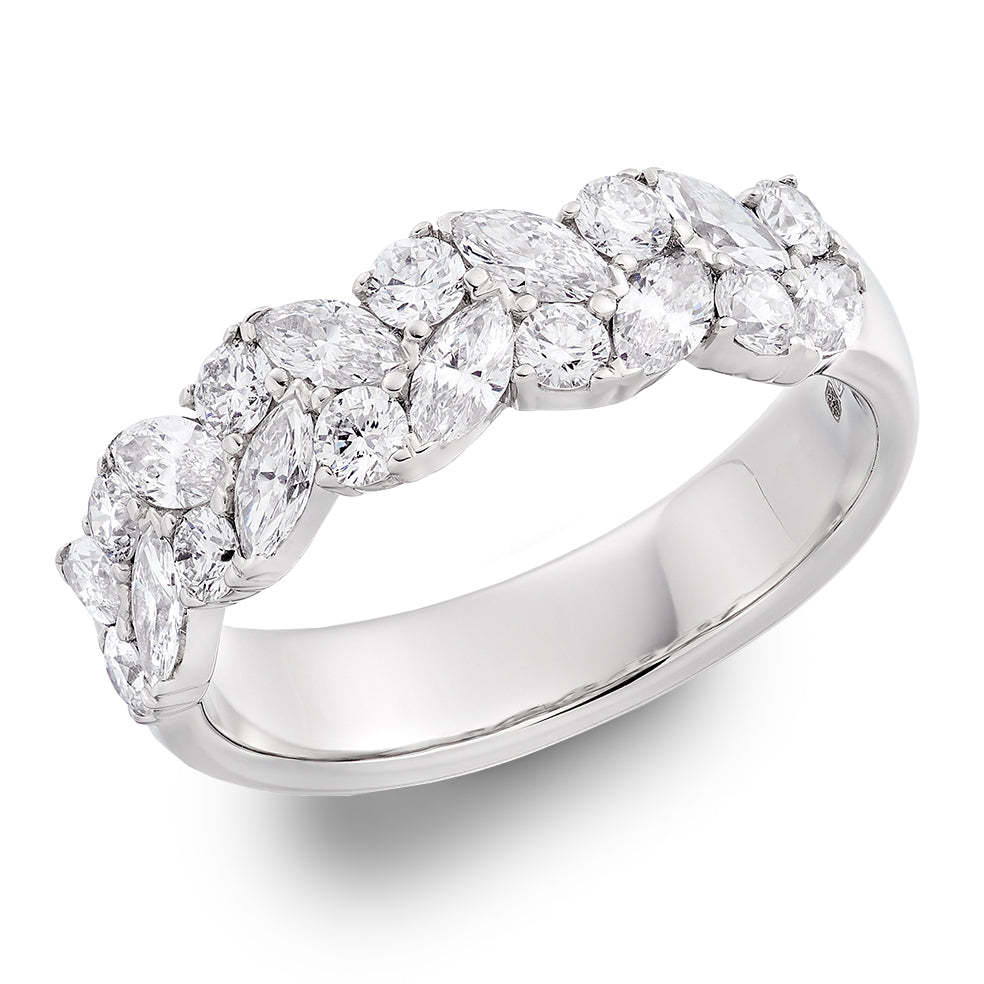 Platinum 1.20ct Marquise And Brilliant Cut Diamond Eternity Ring