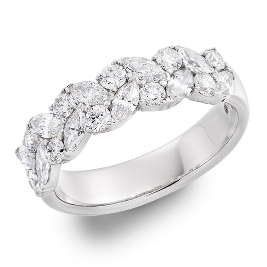 Platinum 1.20ct Marquise And Brilliant Cut Diamond Eternity Ring
