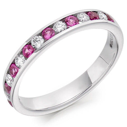 18ct White Gold Pink Sapphire and Diamond Ring