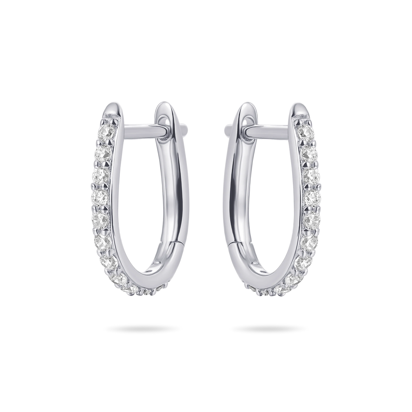Sterling Silver Oval Cubic Zirconia Huggy Hoop Earrings
