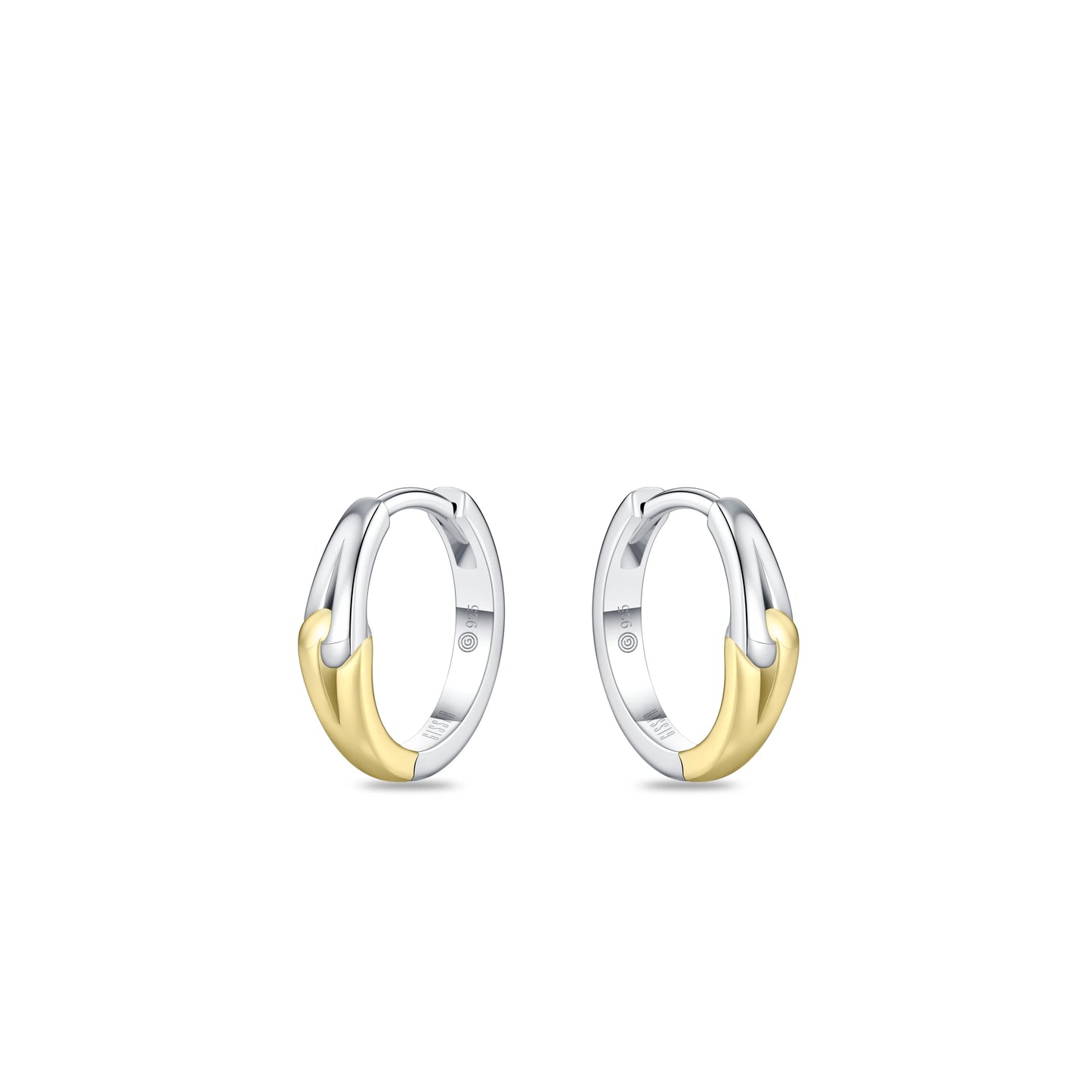 Sterling Silver Yellow Gold Plated Plain Huggy Hoop Earrings
