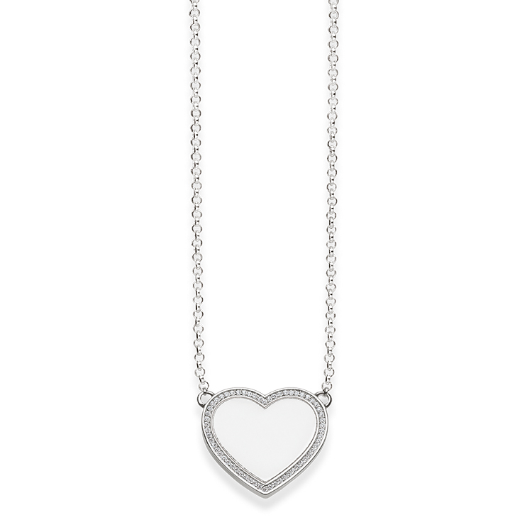 Thomas Sabo Sterling Silver Cubic Zirconia Heart Disc Necklace KE1479-051-14-L42V