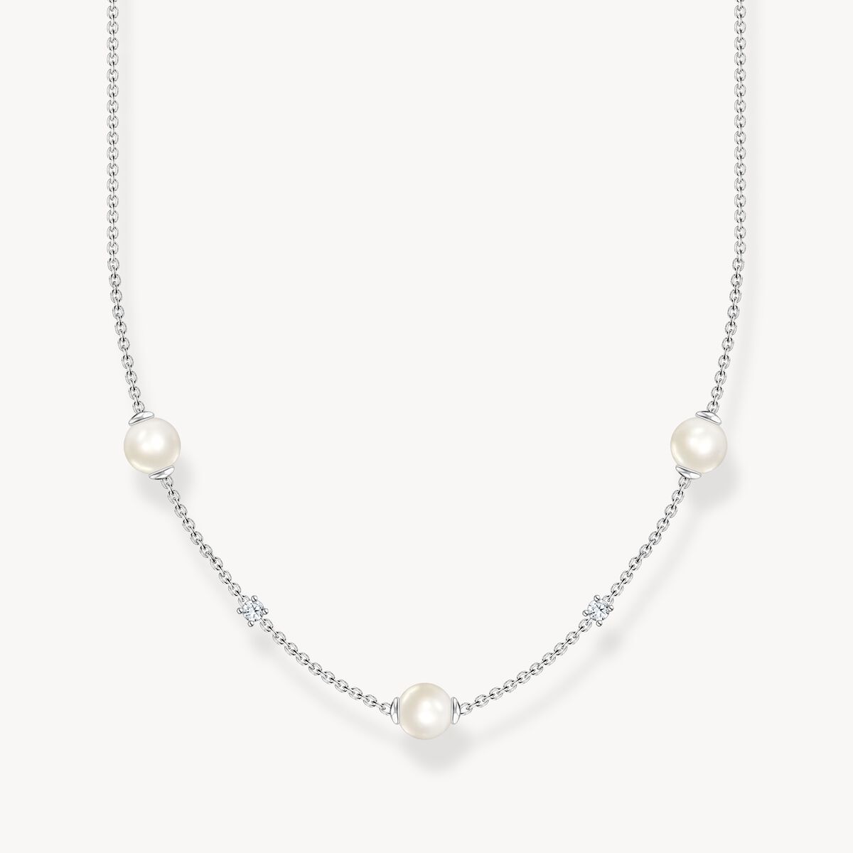 Thomas Sabo Sterling Silver Freshwater Cultured Pearl Alternating Necklace KE2120-167-14