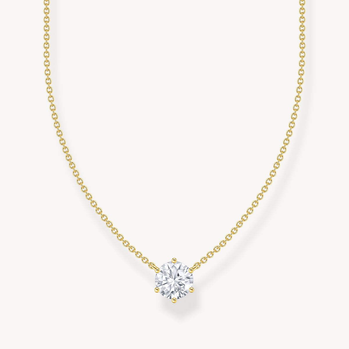 Thomas Sabo Yellow Gold Plated Cubic Zirconia Necklace KE2210-414-14