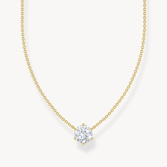 Thomas Sabo Yellow Gold Plated Cubic Zirconia Necklace KE2210-414-14