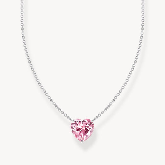 Thomas Sabo Sterling Silver Pink Cubic Zirconia Heart Necklace KE2211-051-9