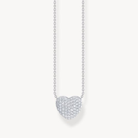 Thomas Sabo Sterling Silver Fixed Pave Heart Necklace KE2277-051-14