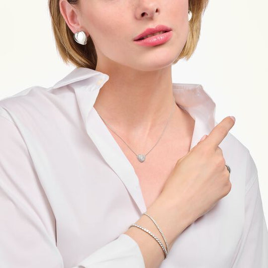 Thomas Sabo Sterling Silver Fixed Pave Heart Necklace KE2277-051-14