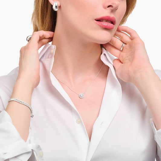 Thomas Sabo Sterling Silver Round Cluster Cubic Zirconia Necklace KE2279-051-14