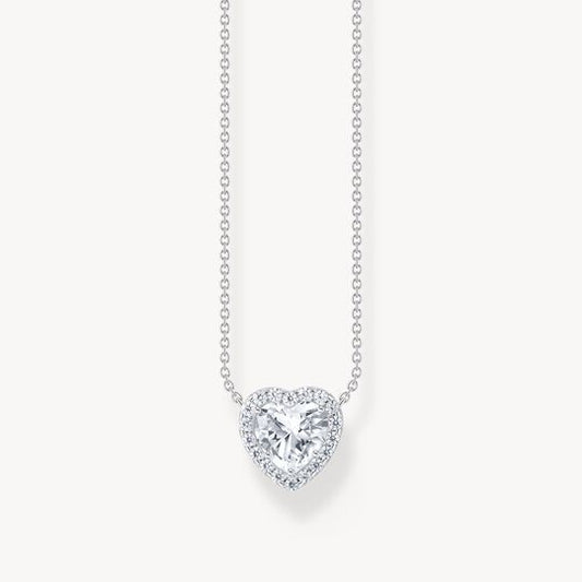 Thomas Sabo Sterling Silver White Cubic Zirconia Heart Cluster Necklace KE2280-051-14