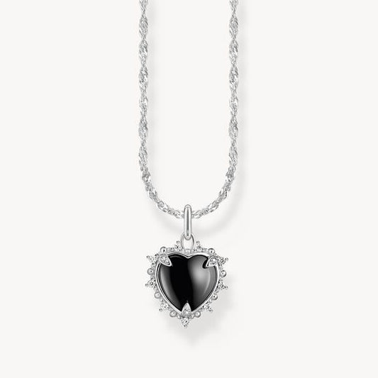 Thomas Sabo Sterling Silver Black Cubic Zirconia Heart Necklace KE2297-643-11