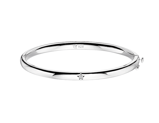 Little Star Sterling Silver Xandra Solid Bangle with Diamond