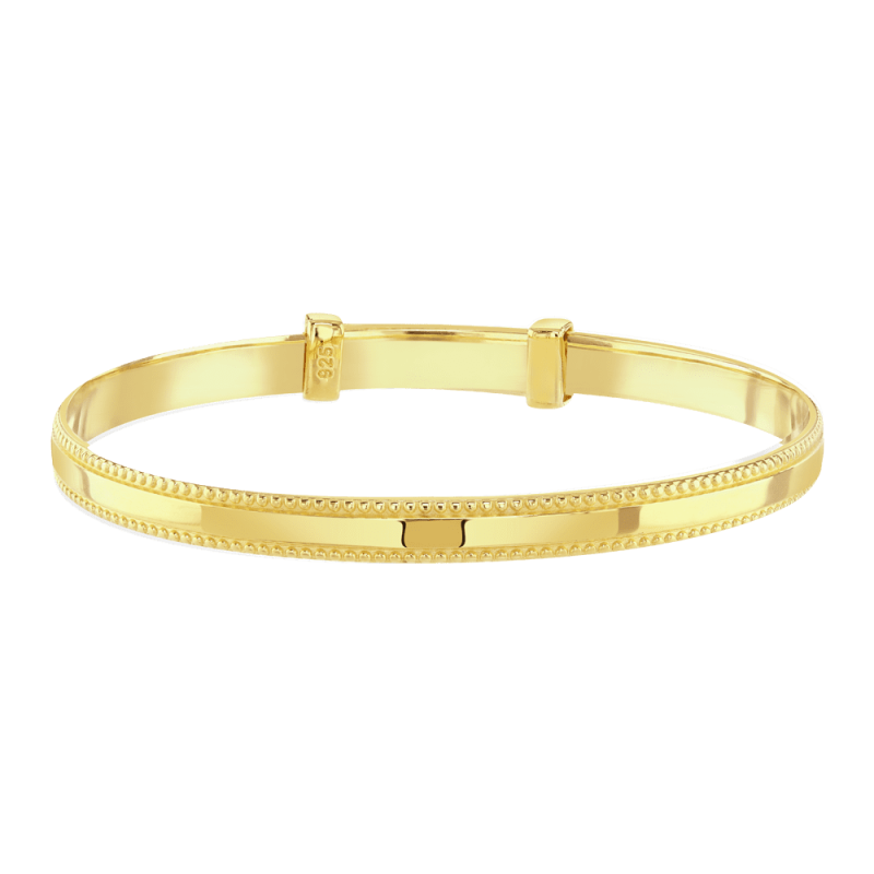Little Star Sterling Silver Yellow Gold Plated Kavi Beaded Edge Expander Bracelet Bangle LSB0399