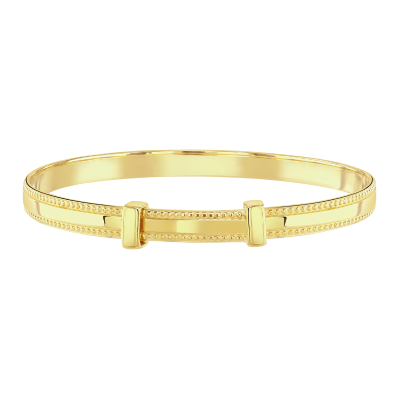 Little Star Sterling Silver Yellow Gold Plated Kavi Beaded Edge Expander Bracelet Bangle LSB0399