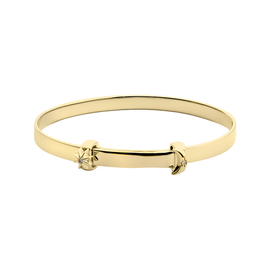 Little Star LUXE Childrens 9ct Yellow Gold Diamond Moon & Star Bangle LSB0625 Celeste