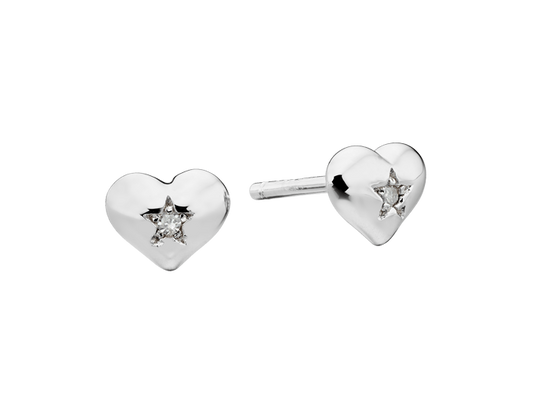 Little Star Sterling Silver Suri Heart Stud Earrings LSE0031