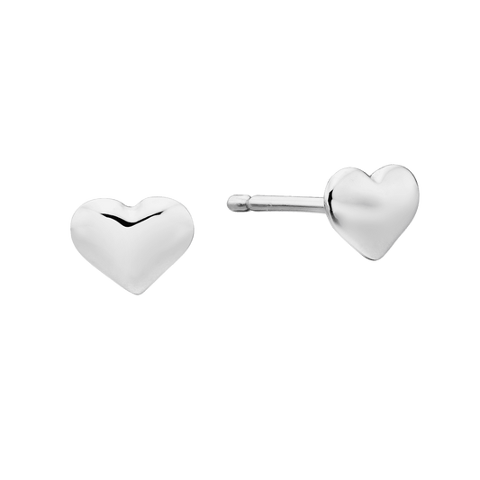 Little Star Sterling Silver Phoebe Heart Stud Earrings