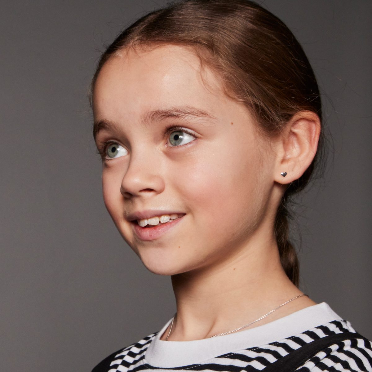 Little Star Sterling Silver Phoebe Heart Stud Earrings