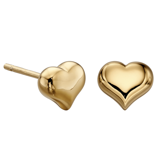 Little Star Sterling Silver Yellow Gold Plated Aria Heart Stud Earrings LSE0155