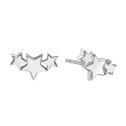 Little Star Halley Sterling Silver Triple Star Stud Earrings