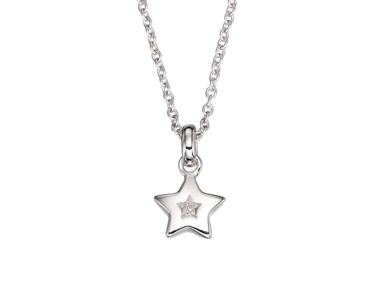 Little Star Sterling Silver Kirsty Star Necklace with Diamond LSN0009