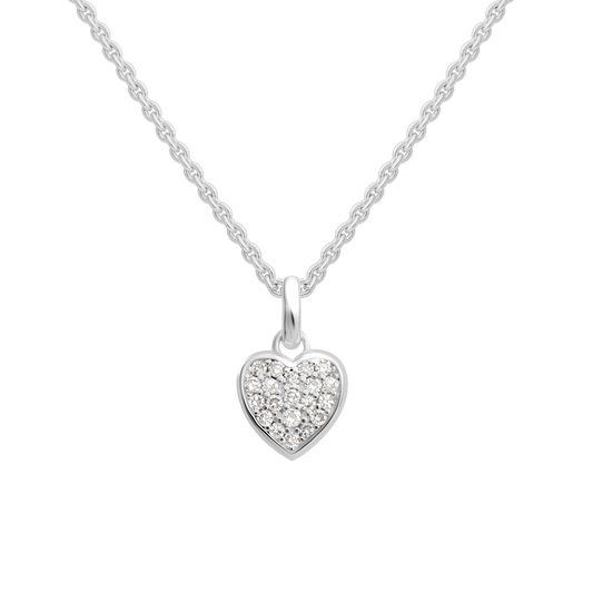 Little Star LUXE Childrens Silver Diamond Micro Pave Heart Necklace Sirius LSN0626