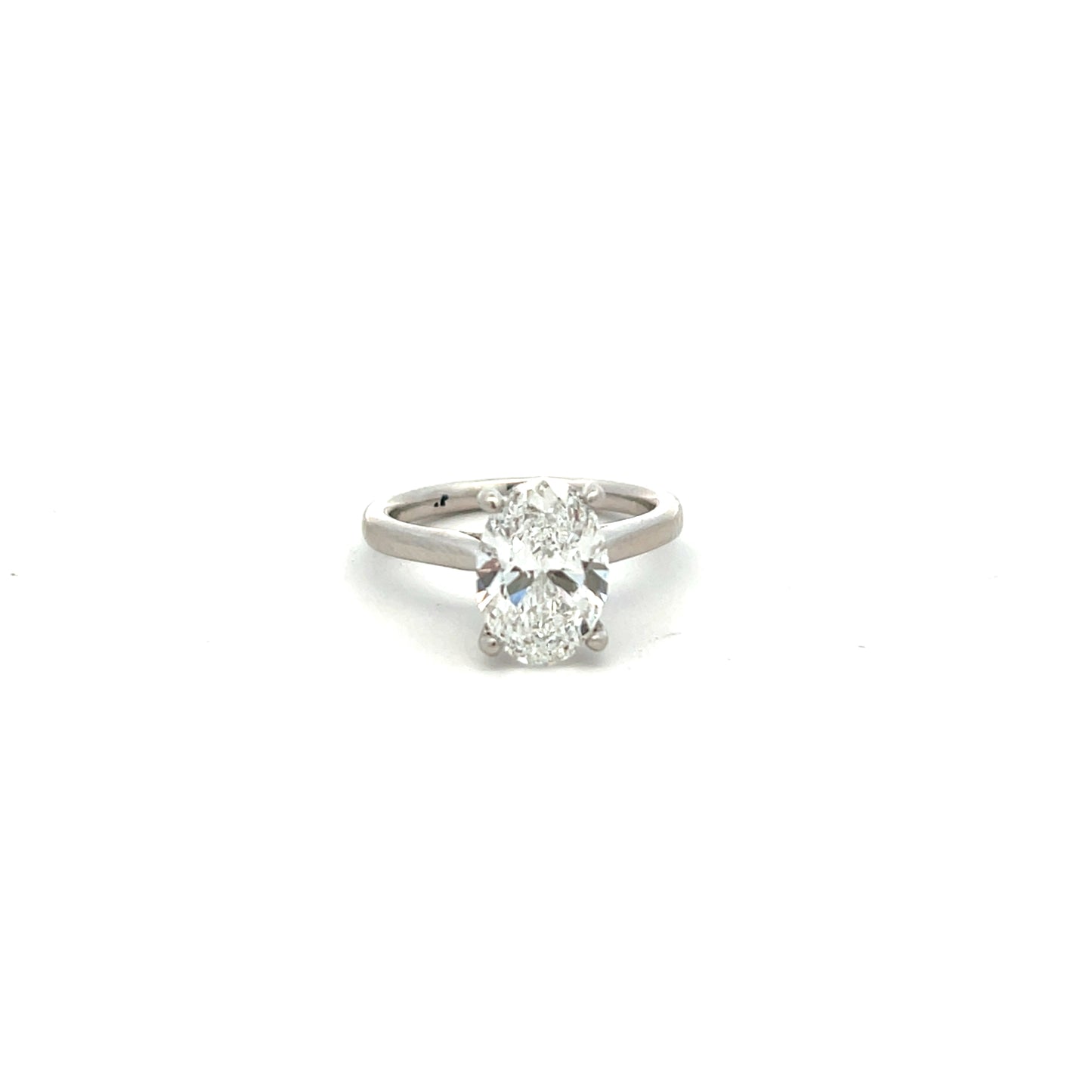 Platinum 2.51ct Laboratory Grown Oval Diamond Ring Size M