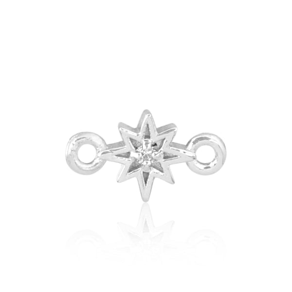 Permanent Sterling Silver White Cubic Zirconia Star Connector