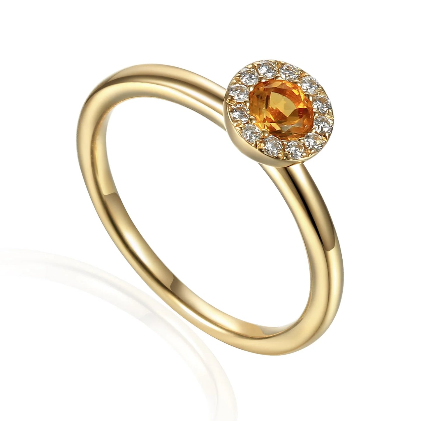 9ct Yellow Gold Citrine and Diamond Ring November Birthstone
