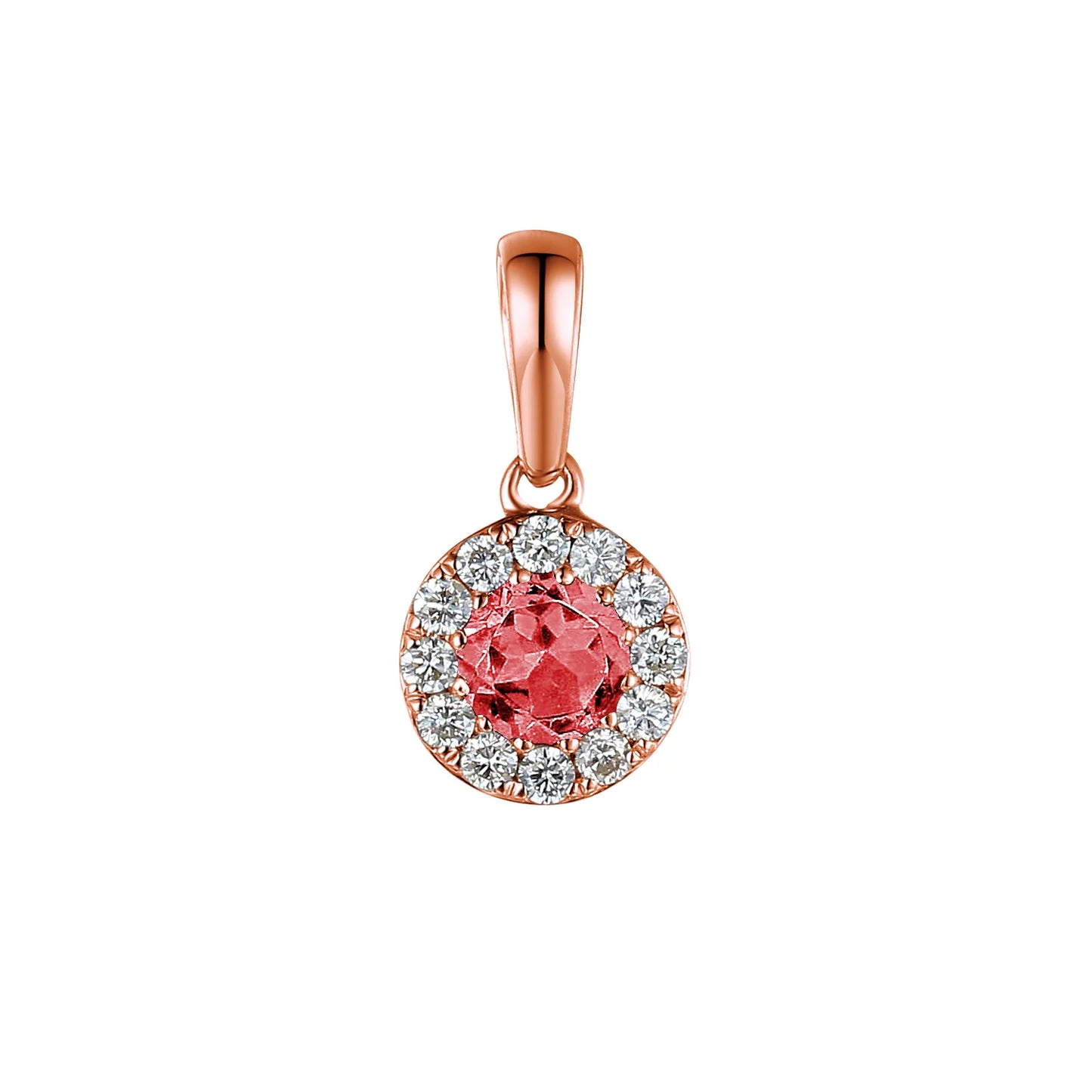9ct Rose Gold Pink Tourmaline and Diamond Pendant October Birthstone