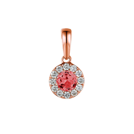 9ct Rose Gold Pink Tourmaline and Diamond Pendant October Birthstone