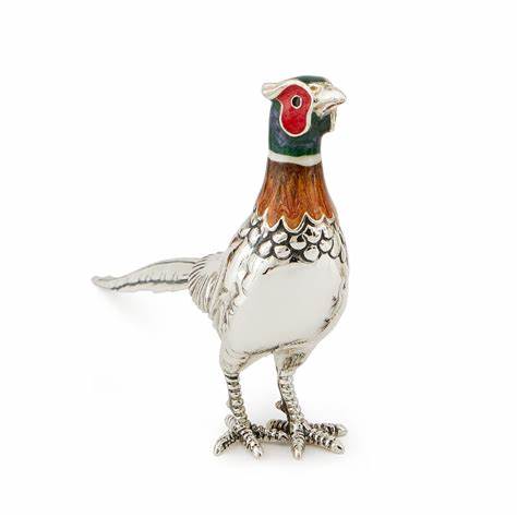 Sterling Silver Enamel Pheasant Small